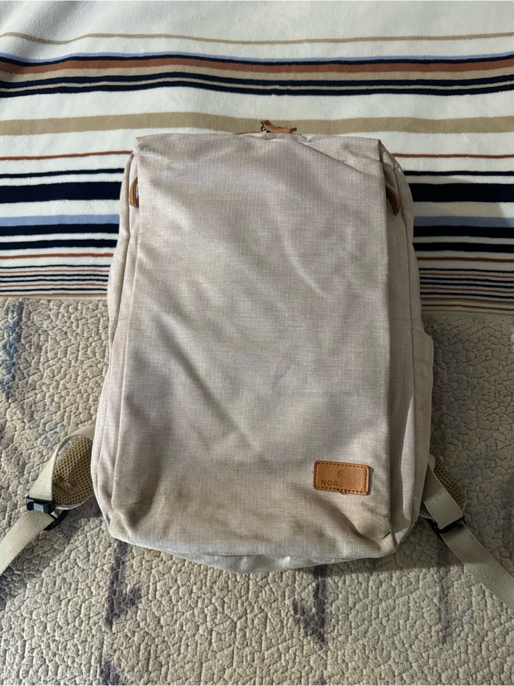 NORDACE Beige Canvas Backpack - Neutral Everyday Bag Travel
